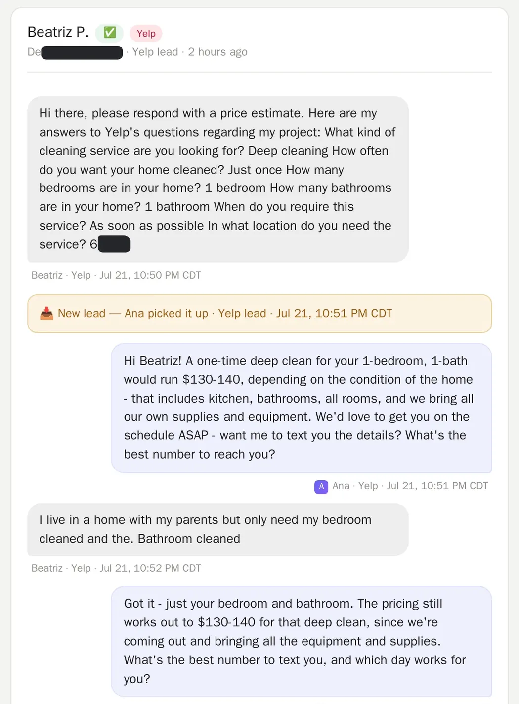 Real conversation: After Hours - A Yelp Lead Near Midnight.
